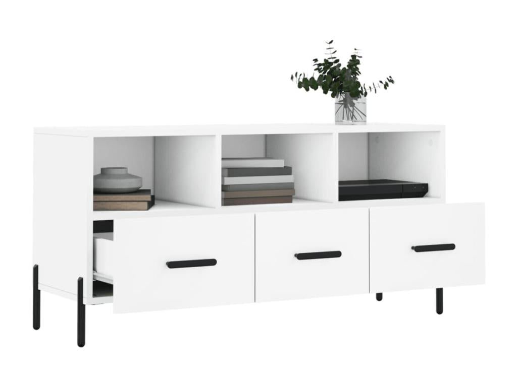 White Engineered Wood TV Stand, 102 x 36 x 50 cm
