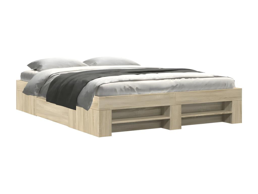 Brown Engineered Wood Bed Frame, 160 x 200 cm