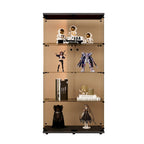Two-door Tawny Glass Display Cabinet 4 Shelves with Door, Floor Standing Curio Bookshelf