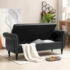 63 PU Upholstered End of Bed Bench with Flip Top Storage and Nailhead Trim