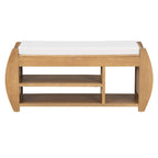Retro Multifunctional Storage Bench with Cushion and Curved Side Panel for Entrance and Living room