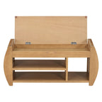 Retro Multifunctional Storage Bench with Cushion and Curved Side Panel for Entrance and Living room