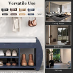 Retro Multifunctional Storage Bench with Cushion and Curved Side Panel for Entrance and Living room