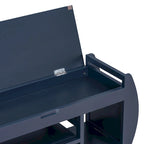 Retro Multifunctional Storage Bench with Cushion and Curved Side Panel for Entrance and Living room