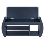 Retro Multifunctional Storage Bench with Cushion and Curved Side Panel for Entrance and Living room