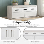 Rustic Storage Bench with 2 Drawers, Hidden Storage Space, and 3 False Drawers at the Top