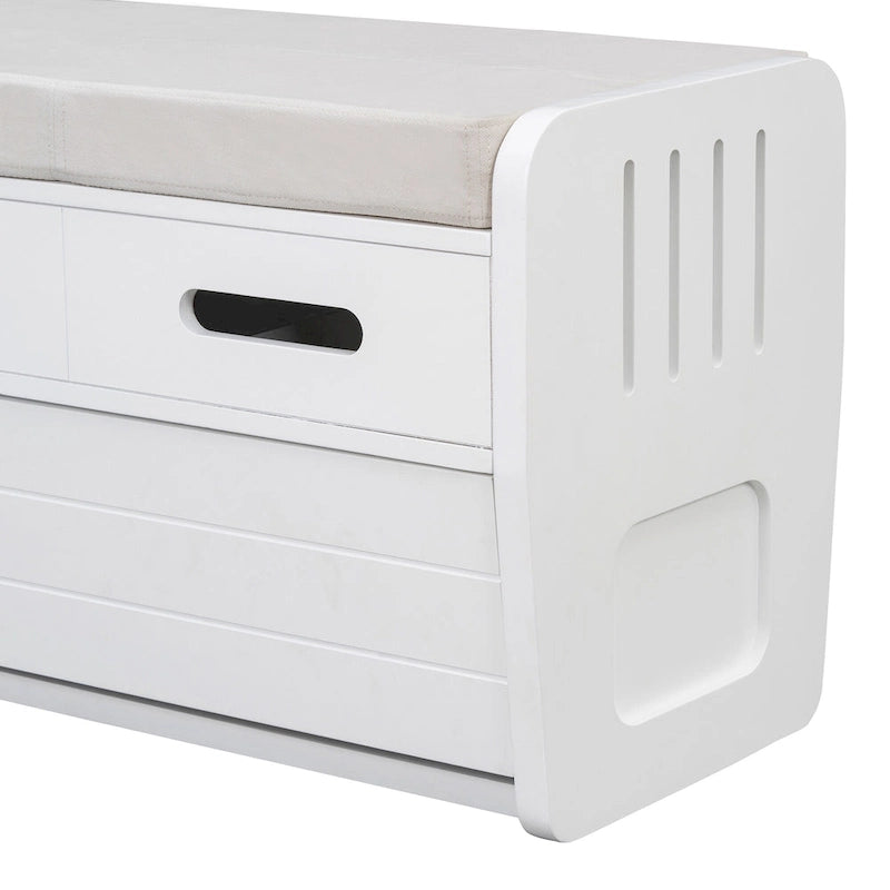 Rustic Storage Bench with 2 Drawers, Hidden Storage Space, and 3 False Drawers at the Top