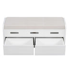 Rustic Storage Bench with 2 Drawers, Hidden Storage Space, and 3 False Drawers at the Top