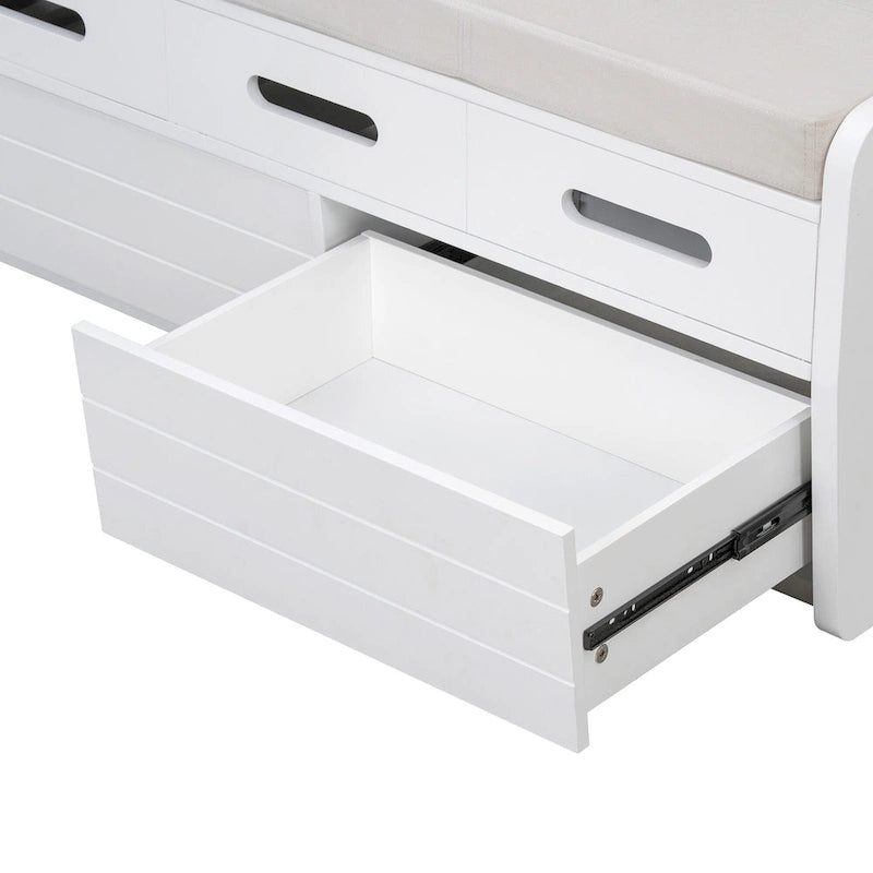 Rustic Storage Bench with 2 Drawers, Hidden Storage Space, and 3 False Drawers at the Top