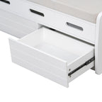 Rustic Storage Bench with 2 Drawers, Hidden Storage Space, and 3 False Drawers at the Top