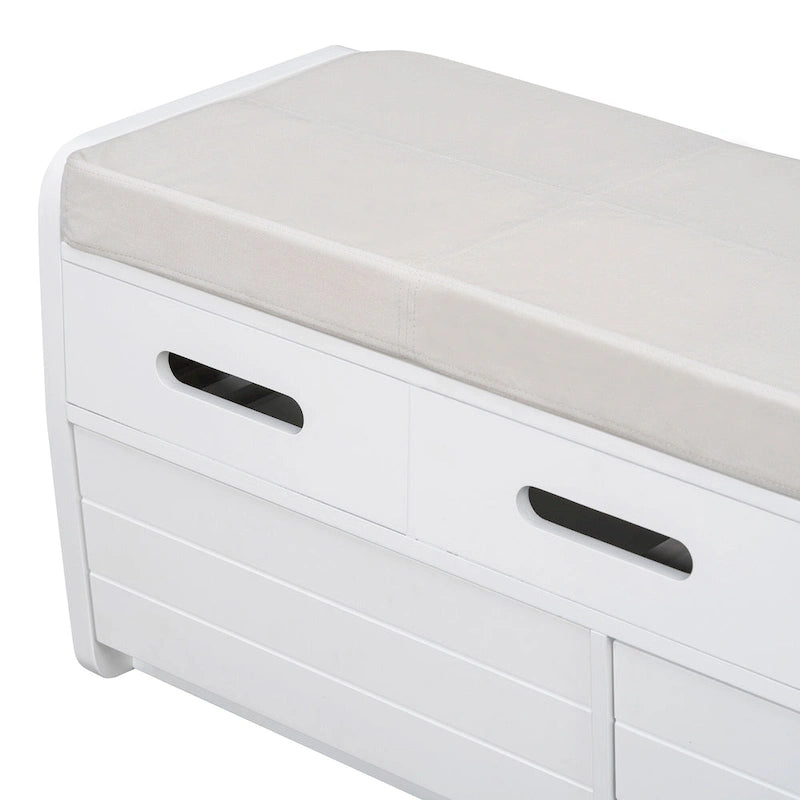 Rustic Storage Bench with 2 Drawers, Hidden Storage Space, and 3 False Drawers at the Top