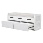 Rustic Storage Bench with 2 Drawers, Hidden Storage Space, and 3 False Drawers at the Top