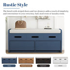 Rustic Storage Bench with 2 Drawers, Hidden Storage Space, and 3 False Drawers at the Top