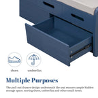 Rustic Storage Bench with 2 Drawers, Hidden Storage Space, and 3 False Drawers at the Top