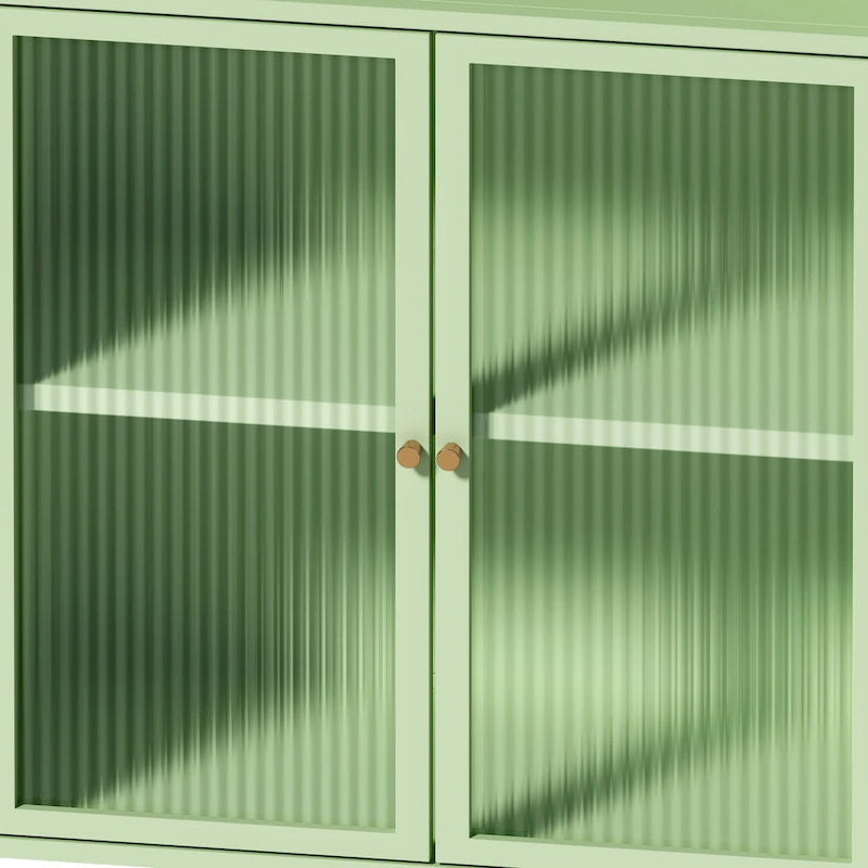 45.28 H Storage Cabinet, Floor Cabinet with Glass Door and Shelves, Freestanding Display Storage Cabinet