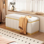 Linen Fabric Upholstered+Solid wood frame Bench