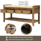 Entryway Storage Bench, Shoe Rack with Cushioned Seat and Drawers