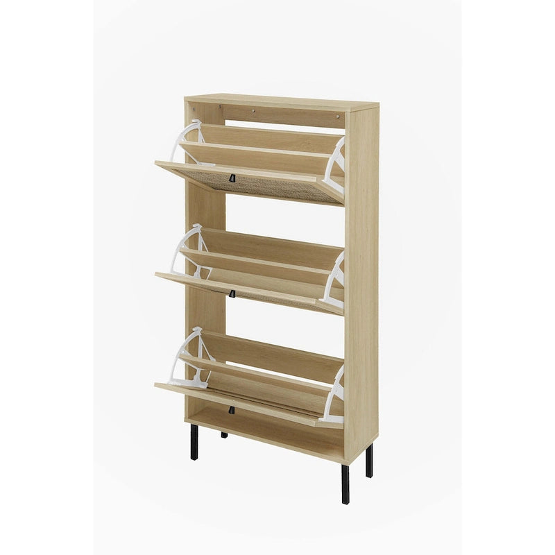 Rattan 3 Door Shoe Rack