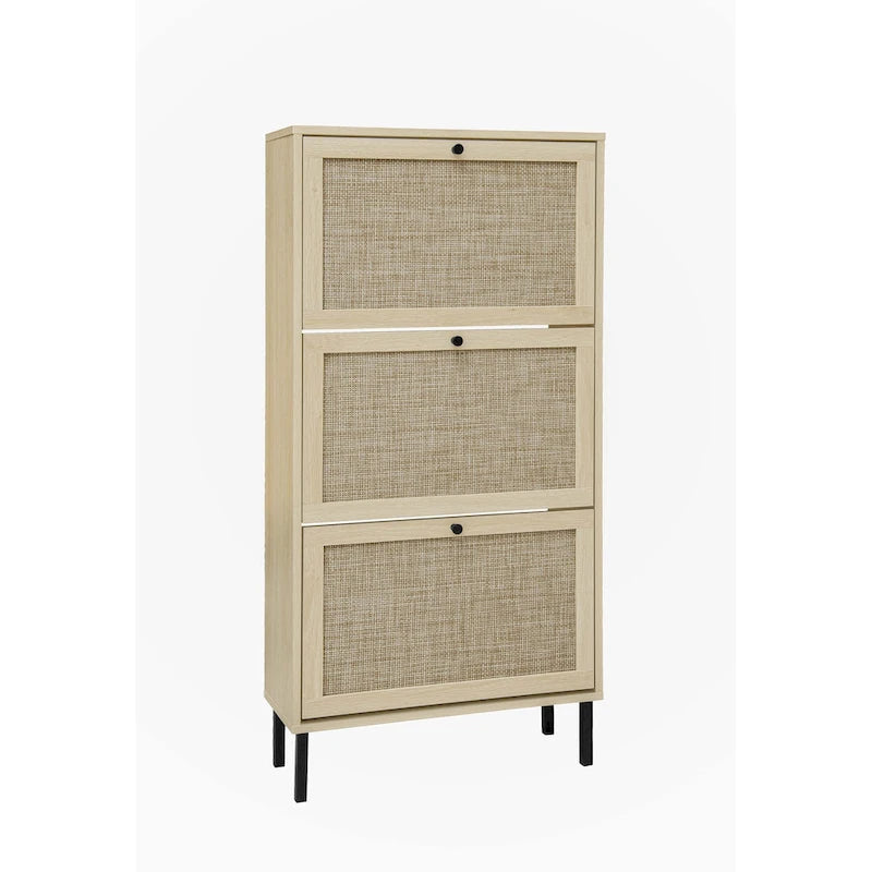 Rattan 3 Door Shoe Rack
