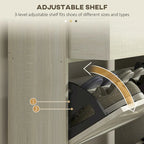 Narrow Shoe Cabinet, Industrial Shoe Storage Cabinet with 2 Flip Drawers, Adjustable Shelves, and Top Drawer