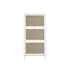 Rattan 3 Door Shoe Rack, Freestanding Modern Shoe Storage Cabinet