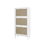 Rattan 3 Door Shoe Rack, Freestanding Modern Shoe Storage Cabinet