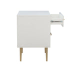 25.75 White Two Drawer Nightstand with Gold Pulls