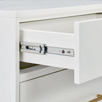 25.75 White Two Drawer Nightstand with Gold Pulls