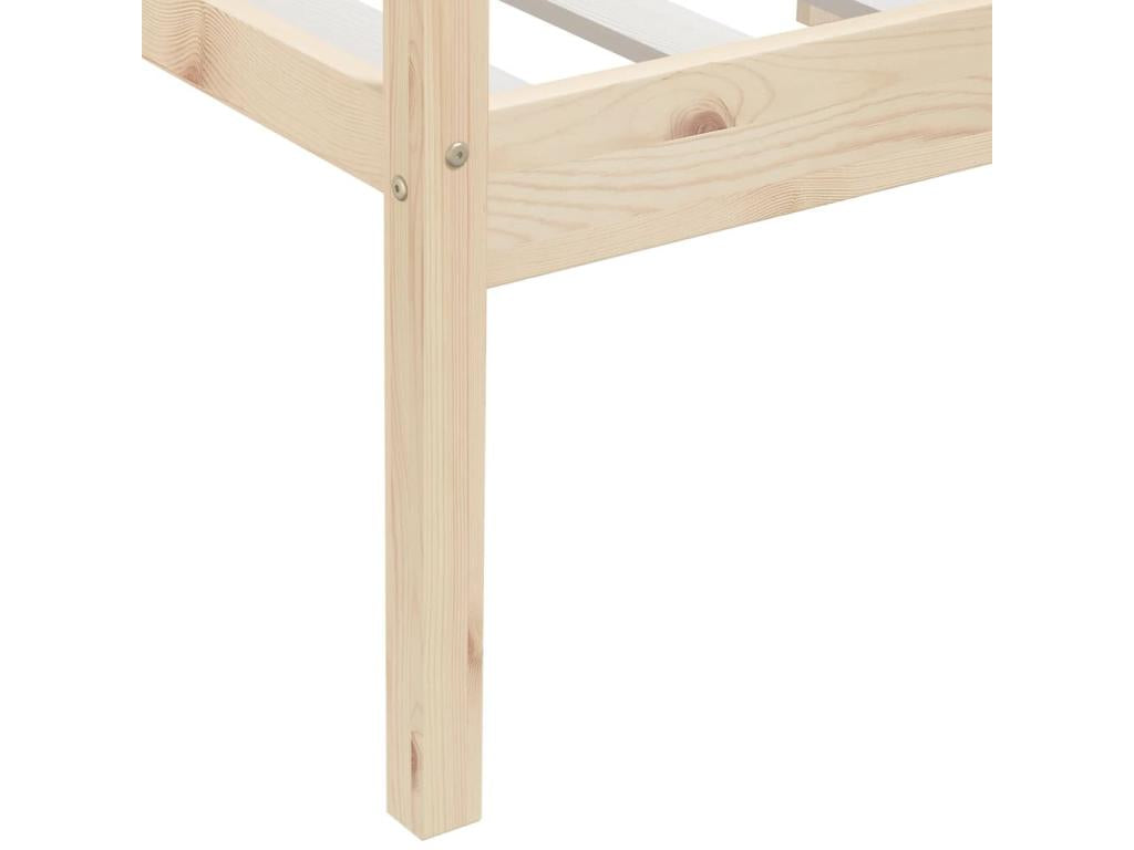 Brown Pine Wood Bed Frame, 90 x 200 cm