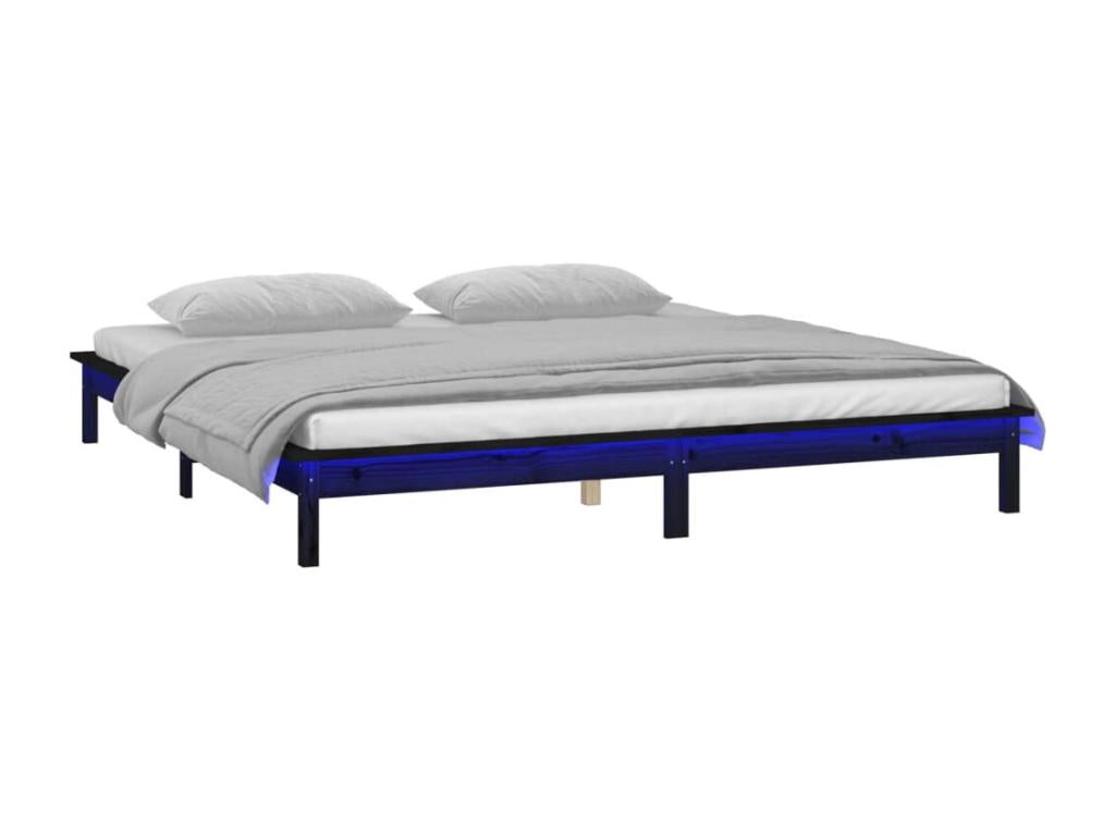Black Solid Wood Bed Frame, 120 x 200 cm