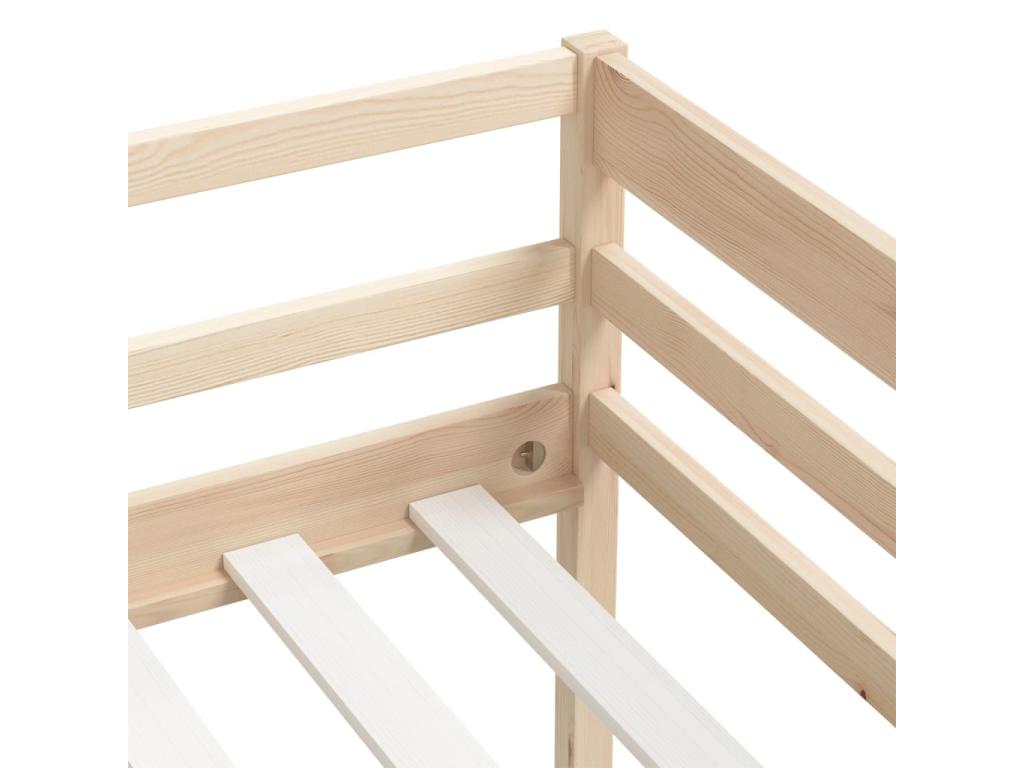 Brown Pine Wood Bed Frame, 90 x 200 cm