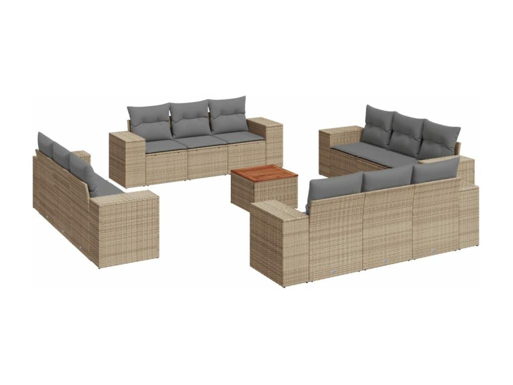 Beige Woven Resin Wicker Outdoor Furniture Set - dlz1766575015226