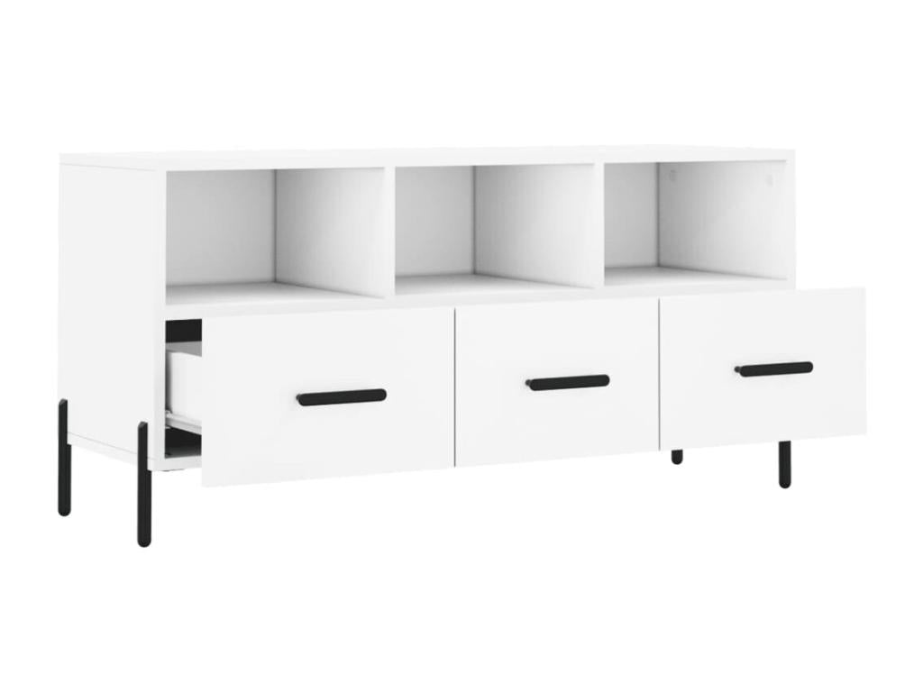 White Engineered Wood TV Stand, 102 x 36 x 50 cm