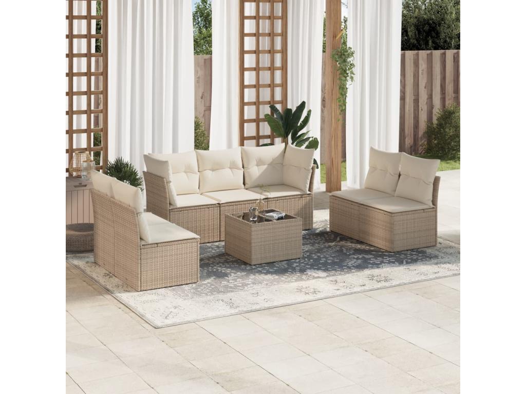 Beige Woven Resin Wicker Outdoor Furniture Set - dlz1766575315045