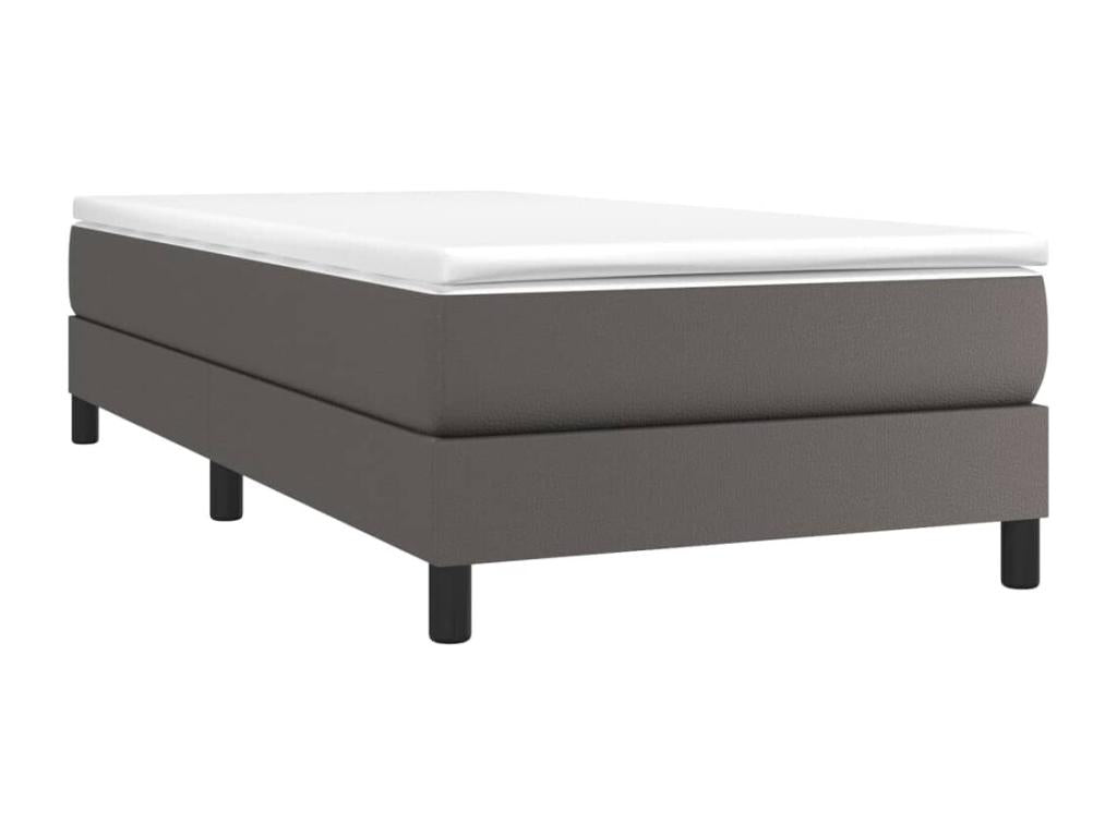 Gray Faux Leather Bed, 90 x 200 cm