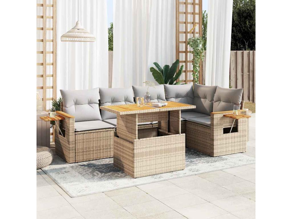 Beige Woven Resin Wicker Outdoor Furniture Set - dlz1766575106928