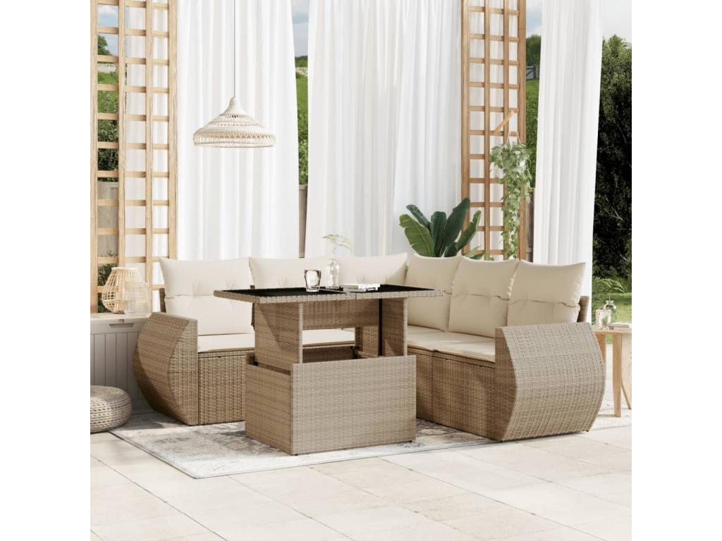Beige Woven Resin Wicker Outdoor Furniture Set - dlz1766575139041