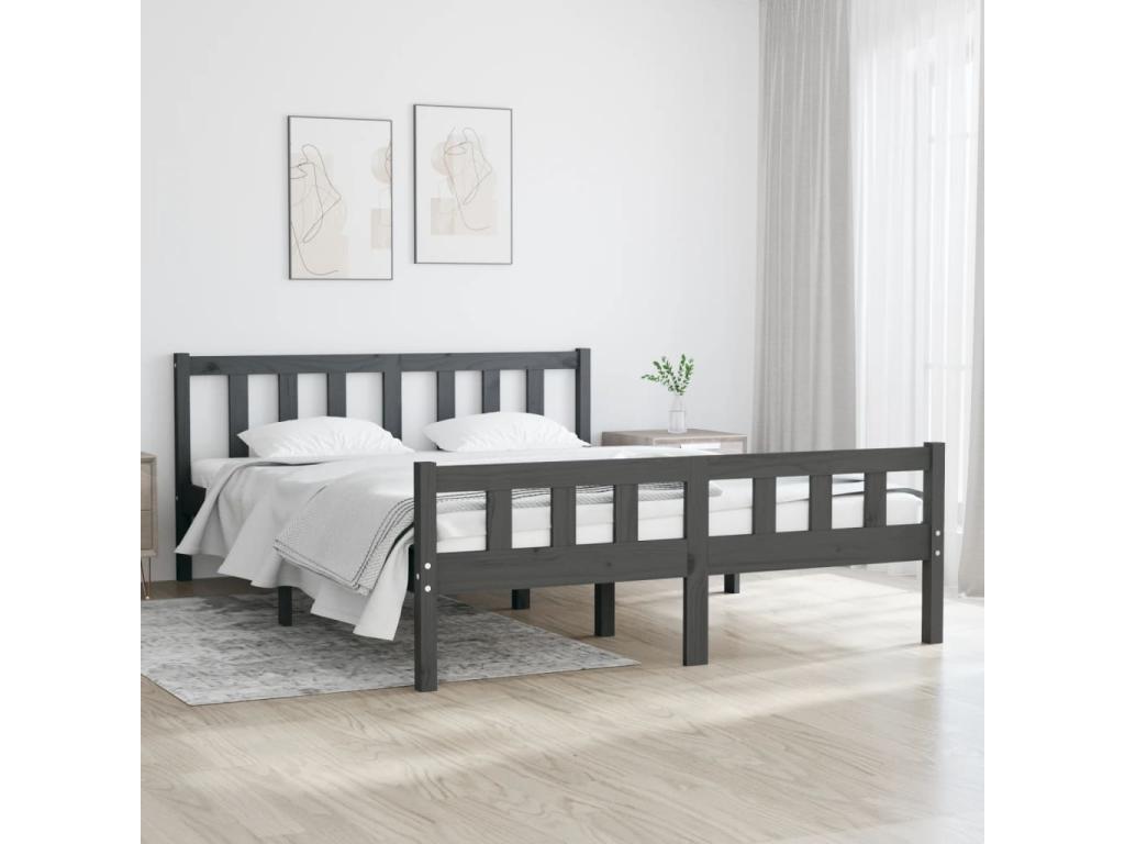 Gray Solid Wood Mattress, 140 x 190 cm