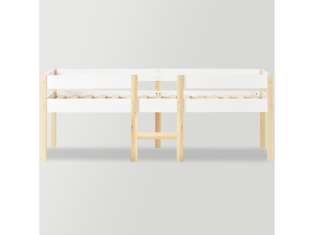 White Solid Wood Bed, 90 x 200 cm