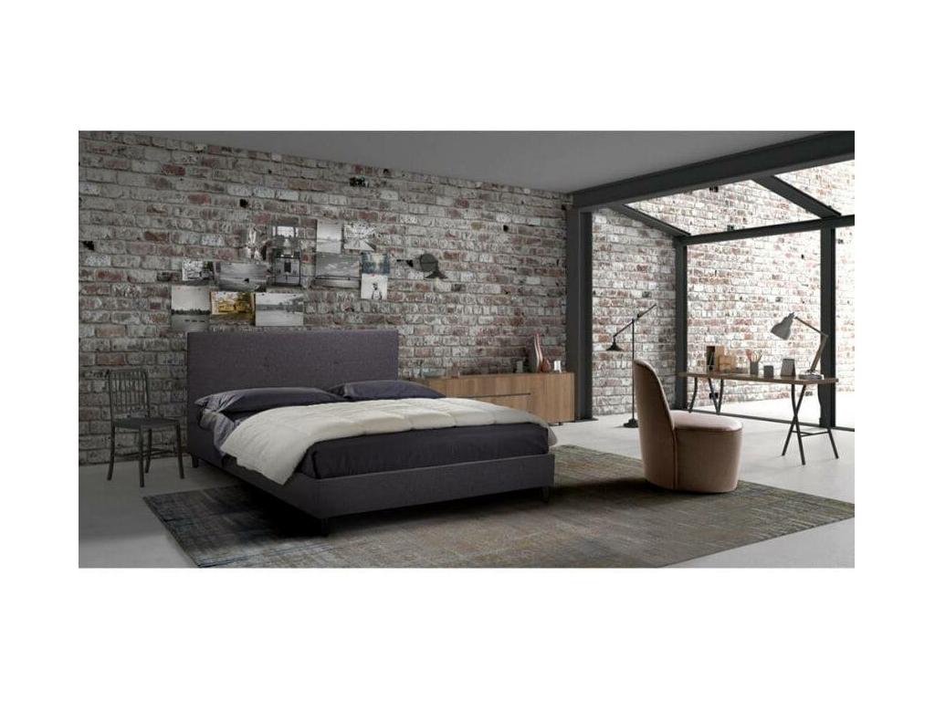 Gray Fabric Bed, 160 x 190 cm