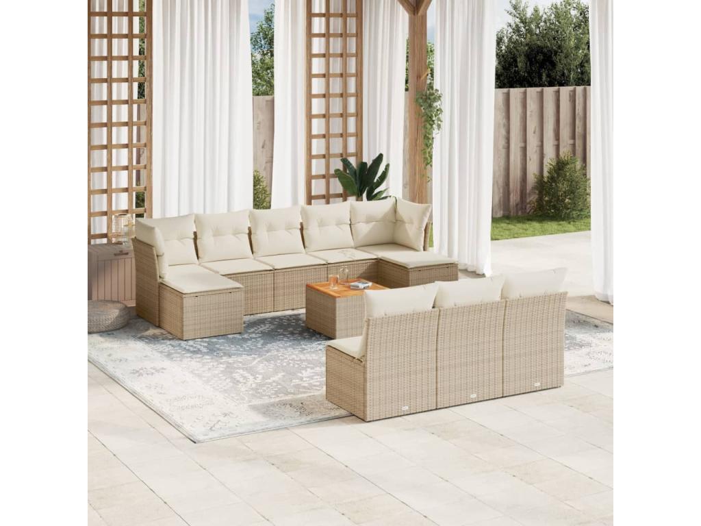 Beige Woven Resin Wicker Outdoor Furniture Set - dlz1766575034895