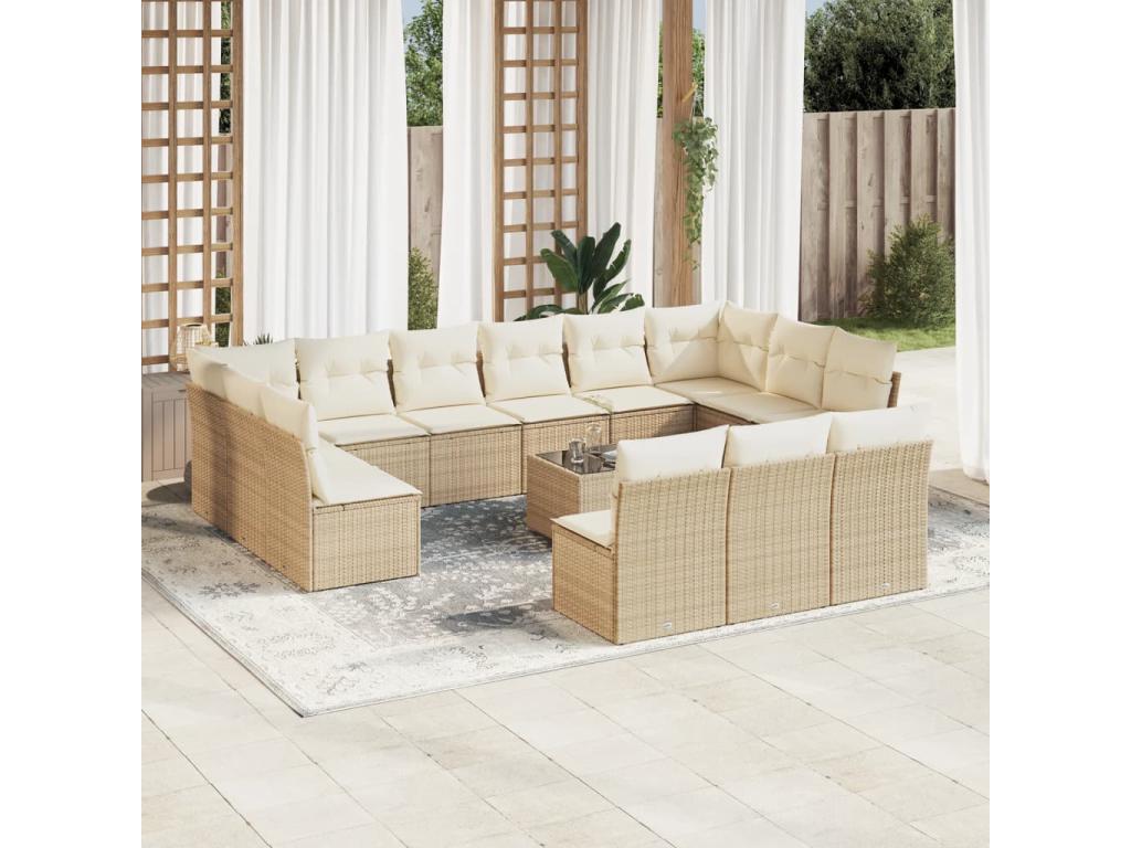 Beige Woven Resin Wicker Outdoor Furniture Set - dlz1766575457993
