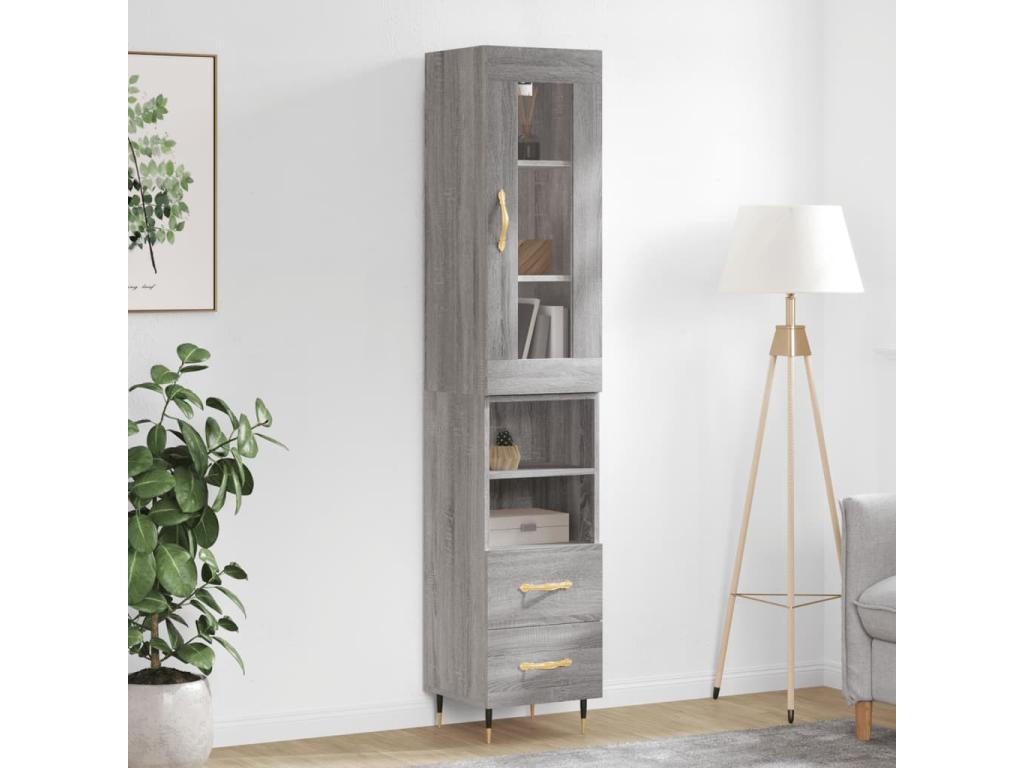 Gray Engineered Wood Sideboard, 34.5 x 34 x 180 cm