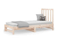 Brown Pine Wood Bed, 2 x 90 x 190 cm