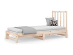 Brown Pine Wood Bed, 2 x 90 x 190 cm