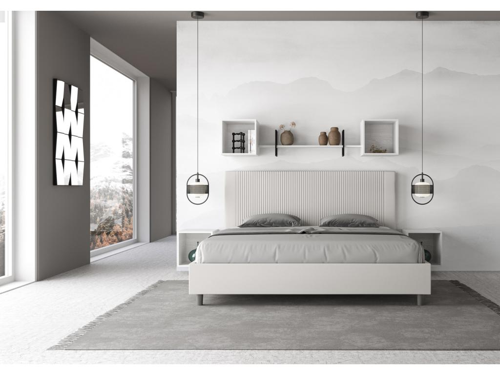 White Faux Leather Bed, 180 x 200 cm