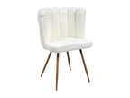 White Boucle Fabric Accent Chair