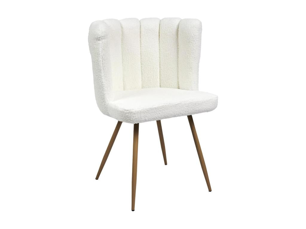 White Boucle Fabric Accent Chair