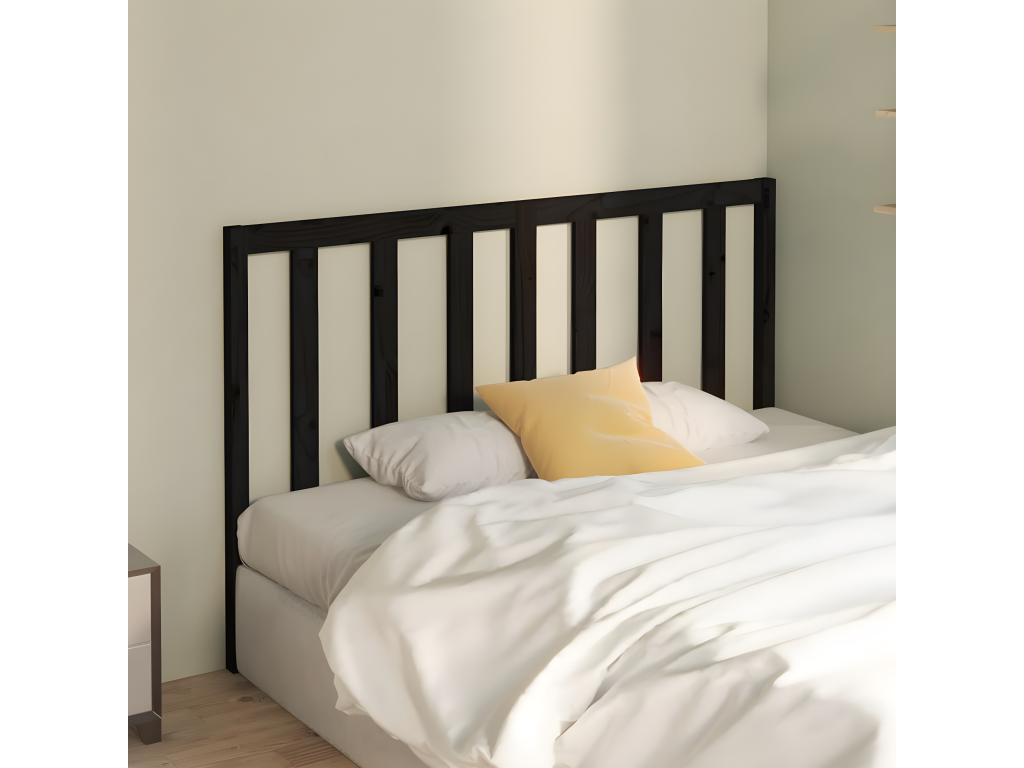 Black Solid Wood Bed, 126 x 4 x 100 cm