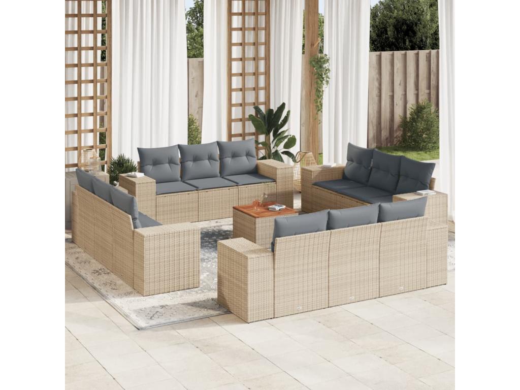 Beige Woven Resin Wicker Outdoor Furniture Set - dlz1766575015226